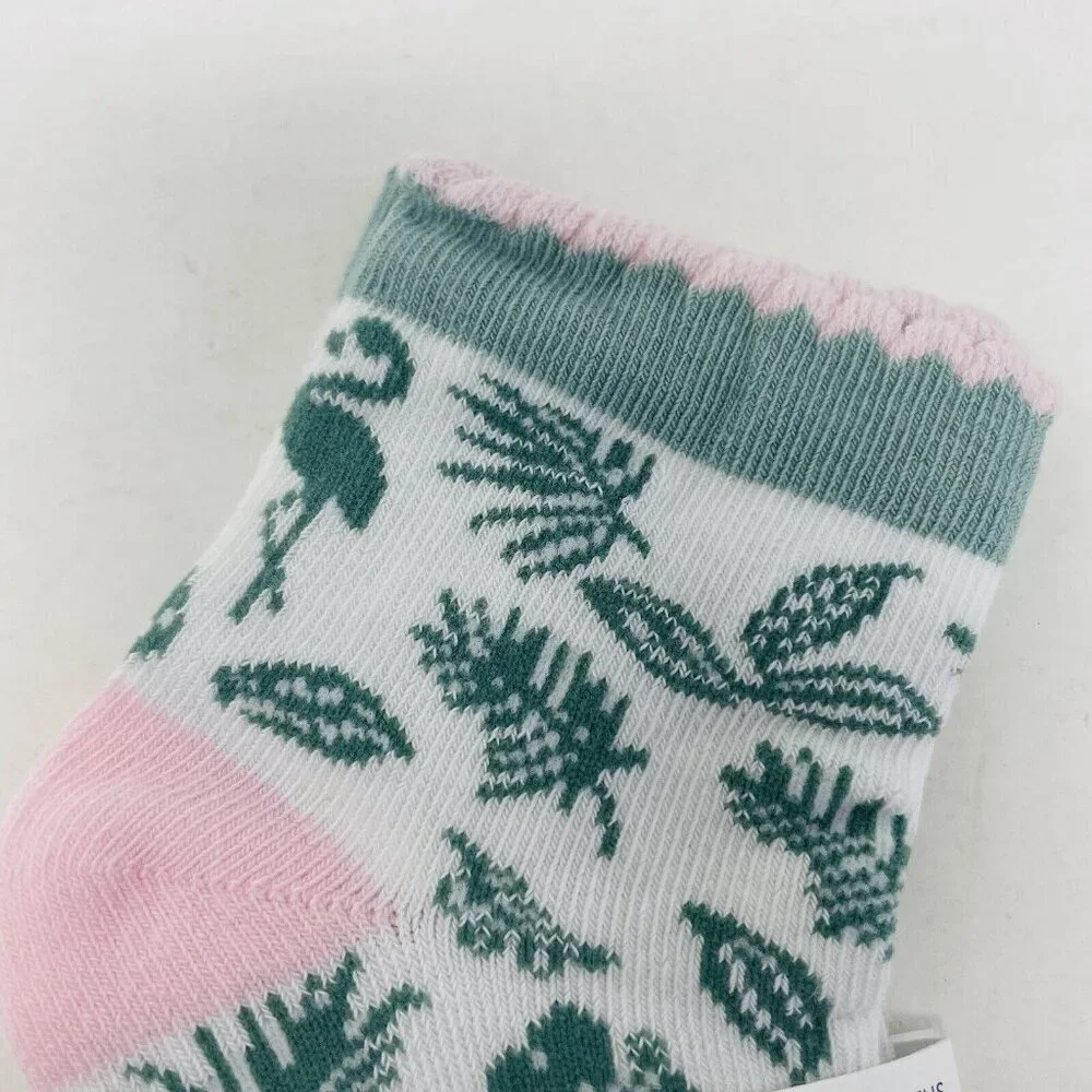 Janie and Jack Baby Girls 12-24 Months Shoe Size 4-6C Flamingo Palm Ankle Socks